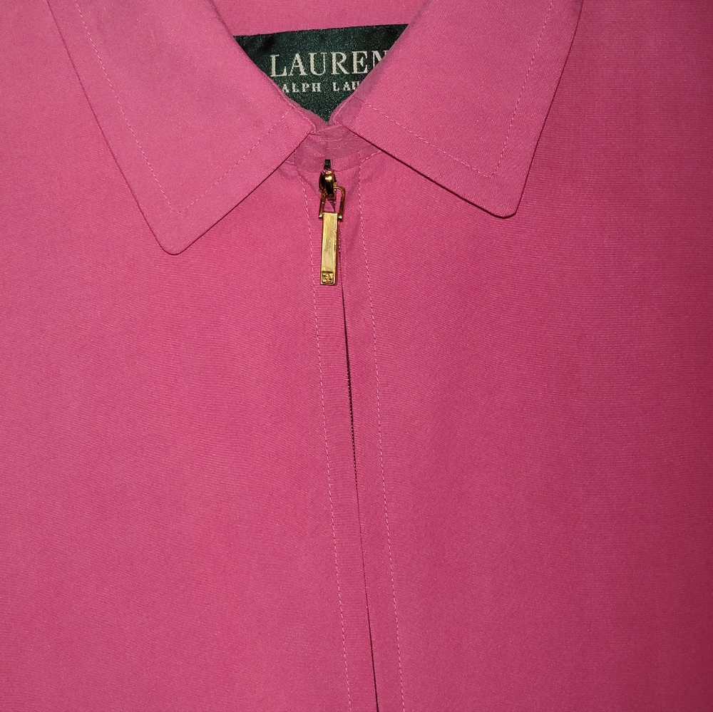 Like New Lauren Ralph Lauren 100% Silk Pink Jacket Small Lightweight - Picture 14 of 16